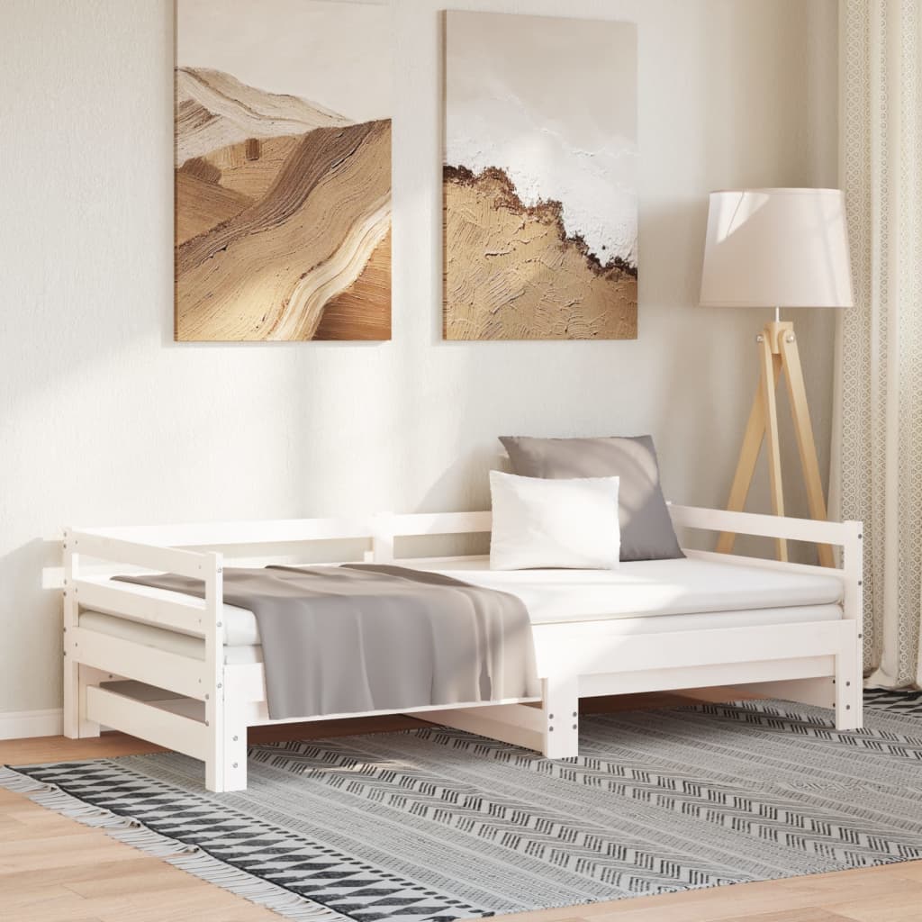 Dnevni krevet na izvlačenje bez madraca bijeli 90x190 cm