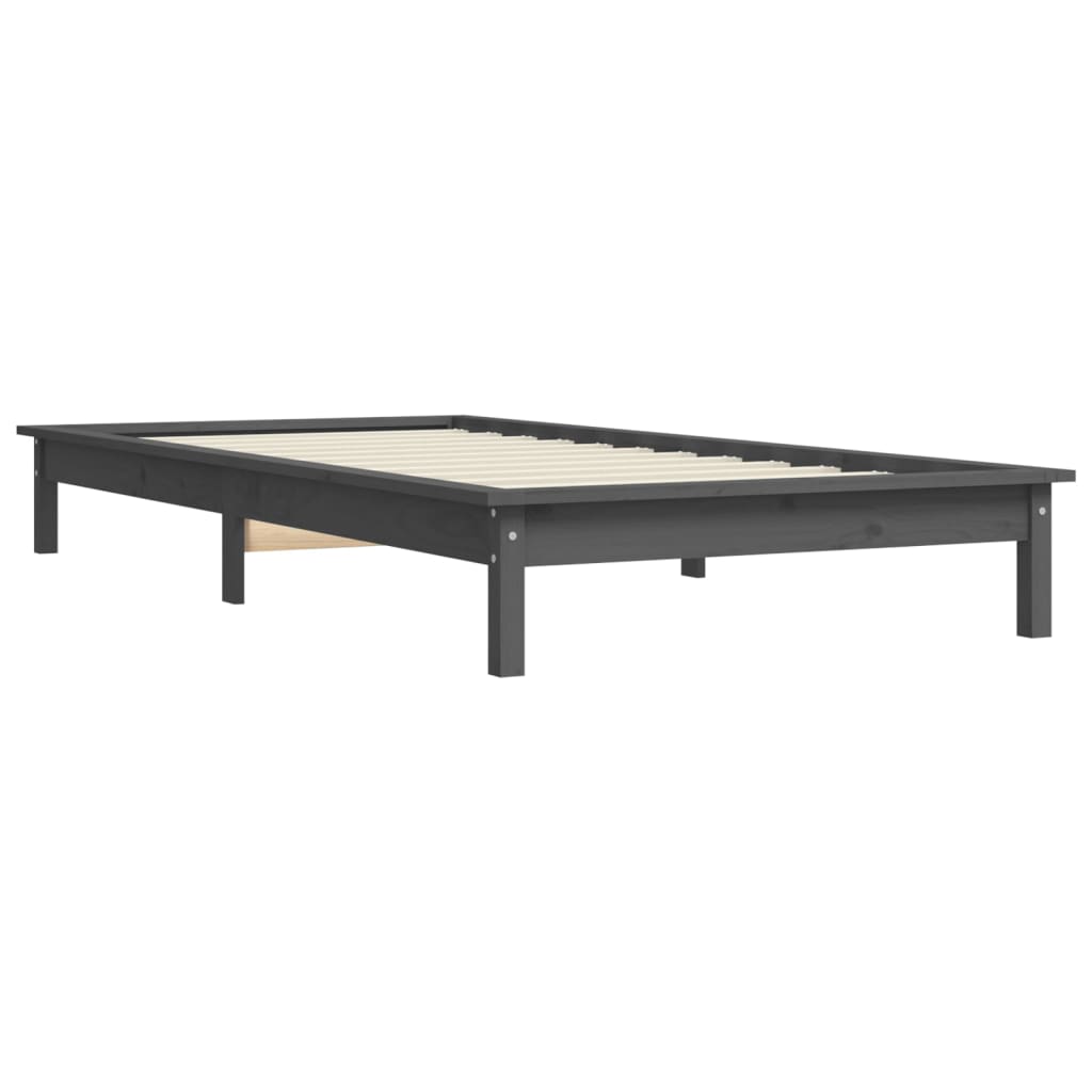 Okvir za krevet sivi 100 x 200 cm od masivne borovine