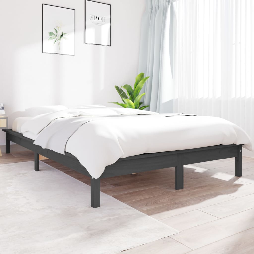 Okvir za krevet sivi 120 x 200 cm od masivne borovine