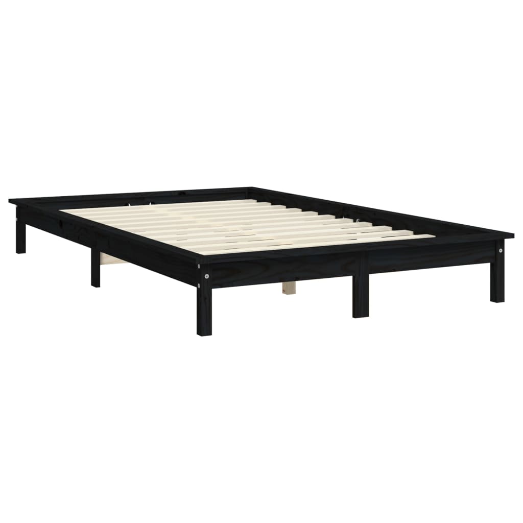 Okvir kreveta crni 150x200 cm veliki bračni od masivne borovine