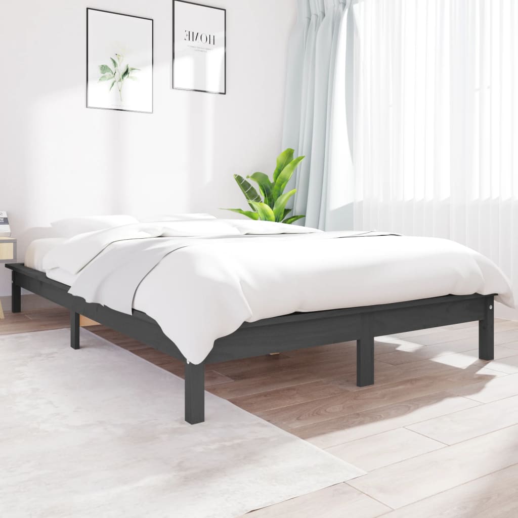 Okvir za krevet sivi 160x200 cm od masivne borovine