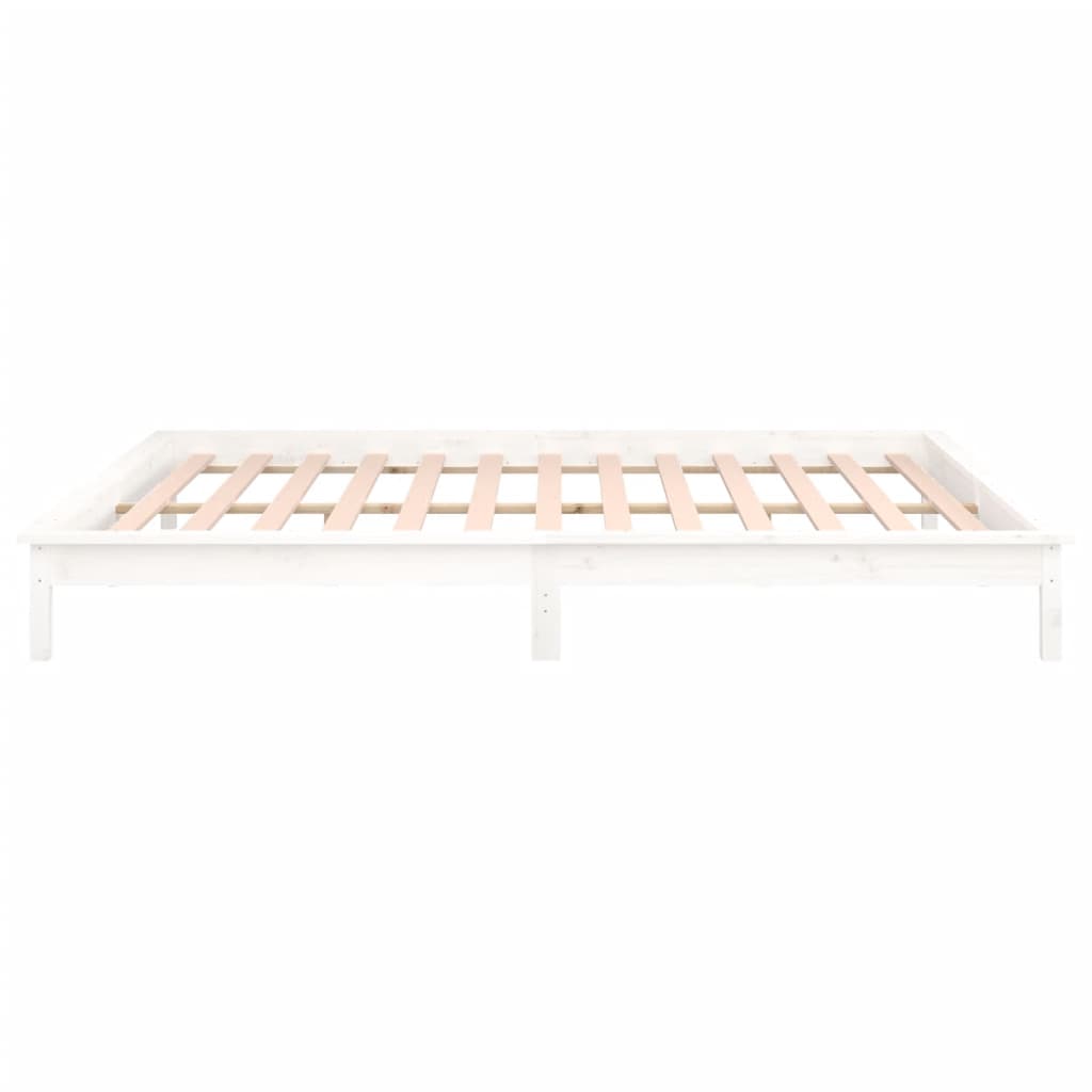 LED okvir za krevet bijeli 120 x 200 cm od masivnog drva