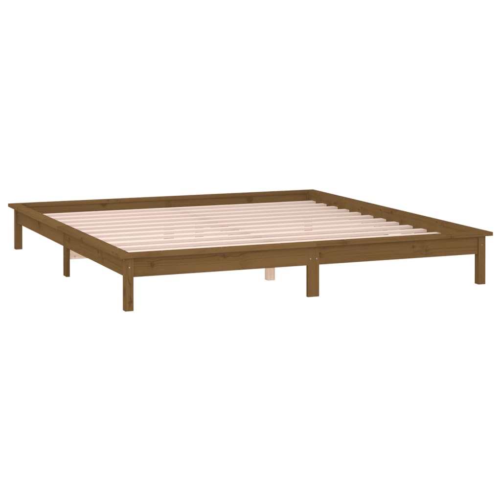 LED okvir za krevet smeđa boja meda 160x200 cm od masivnog drva