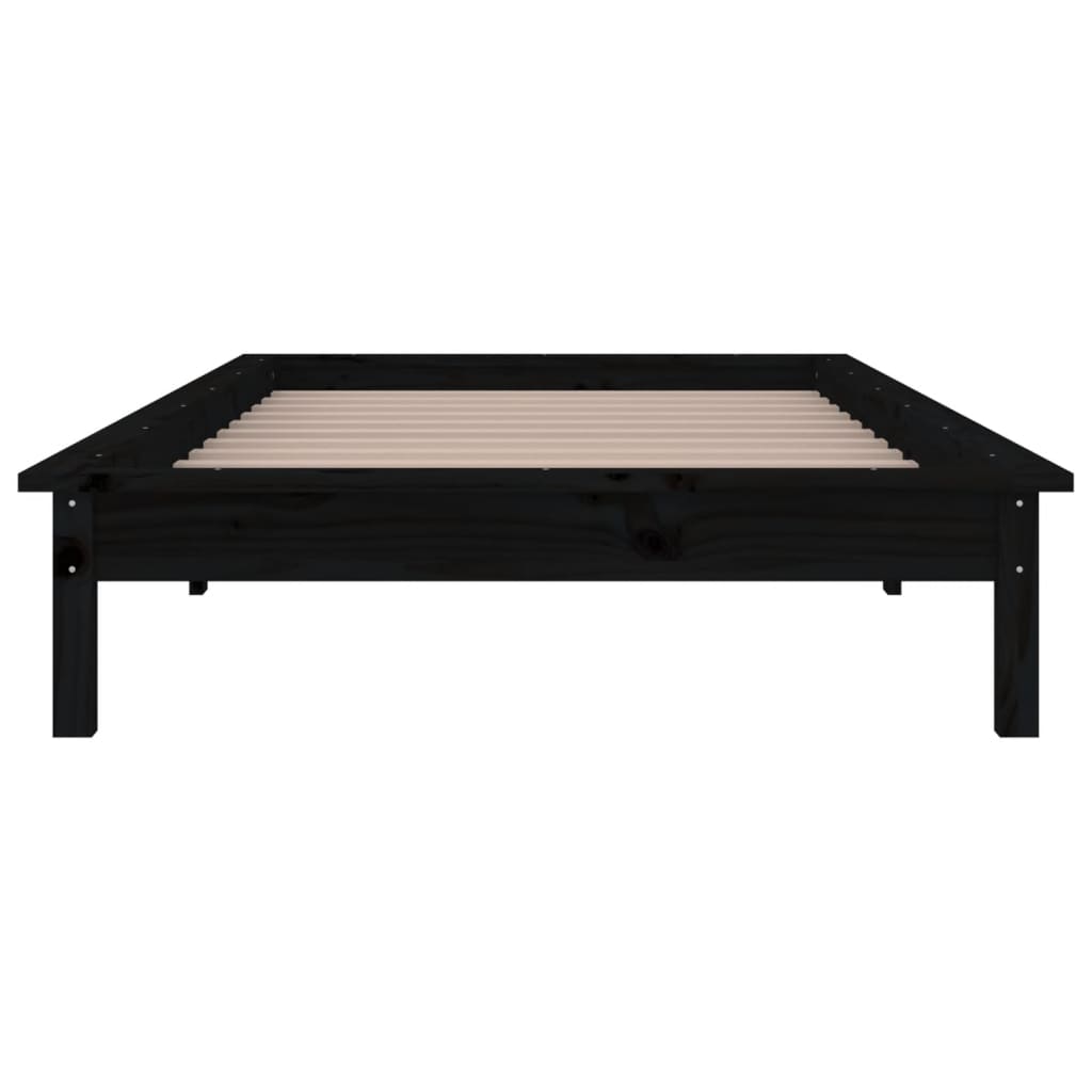 LED okvir kreveta crni 75 x 190 cm mali od masivnog drva