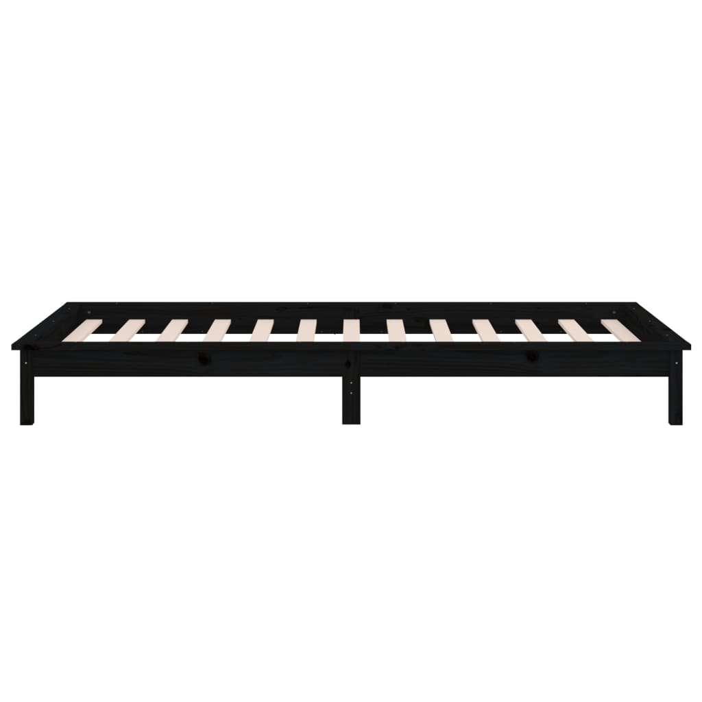 LED okvir kreveta crni 75 x 190 cm mali od masivnog drva