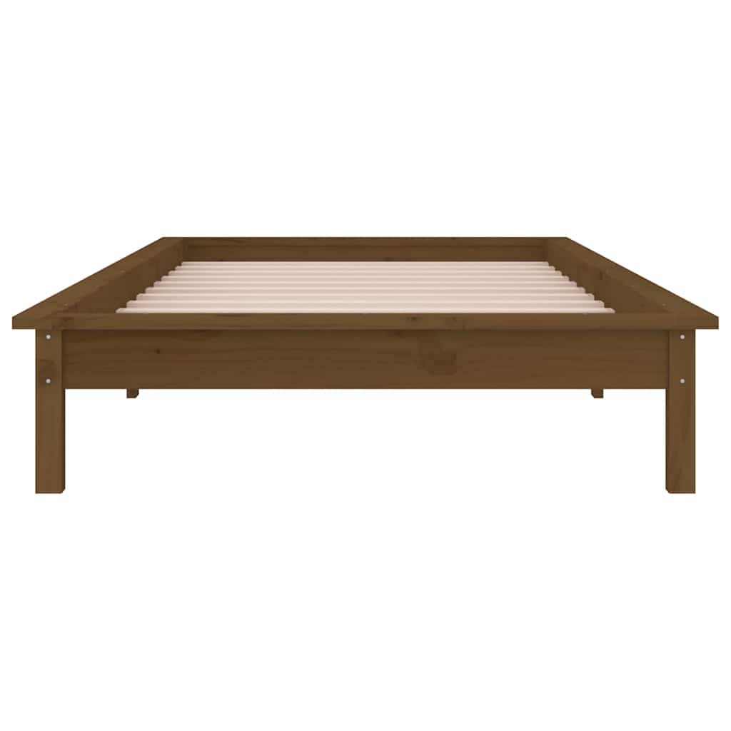 LED okvir kreveta boja meda 90 x 190 cm mali od masivnog drva