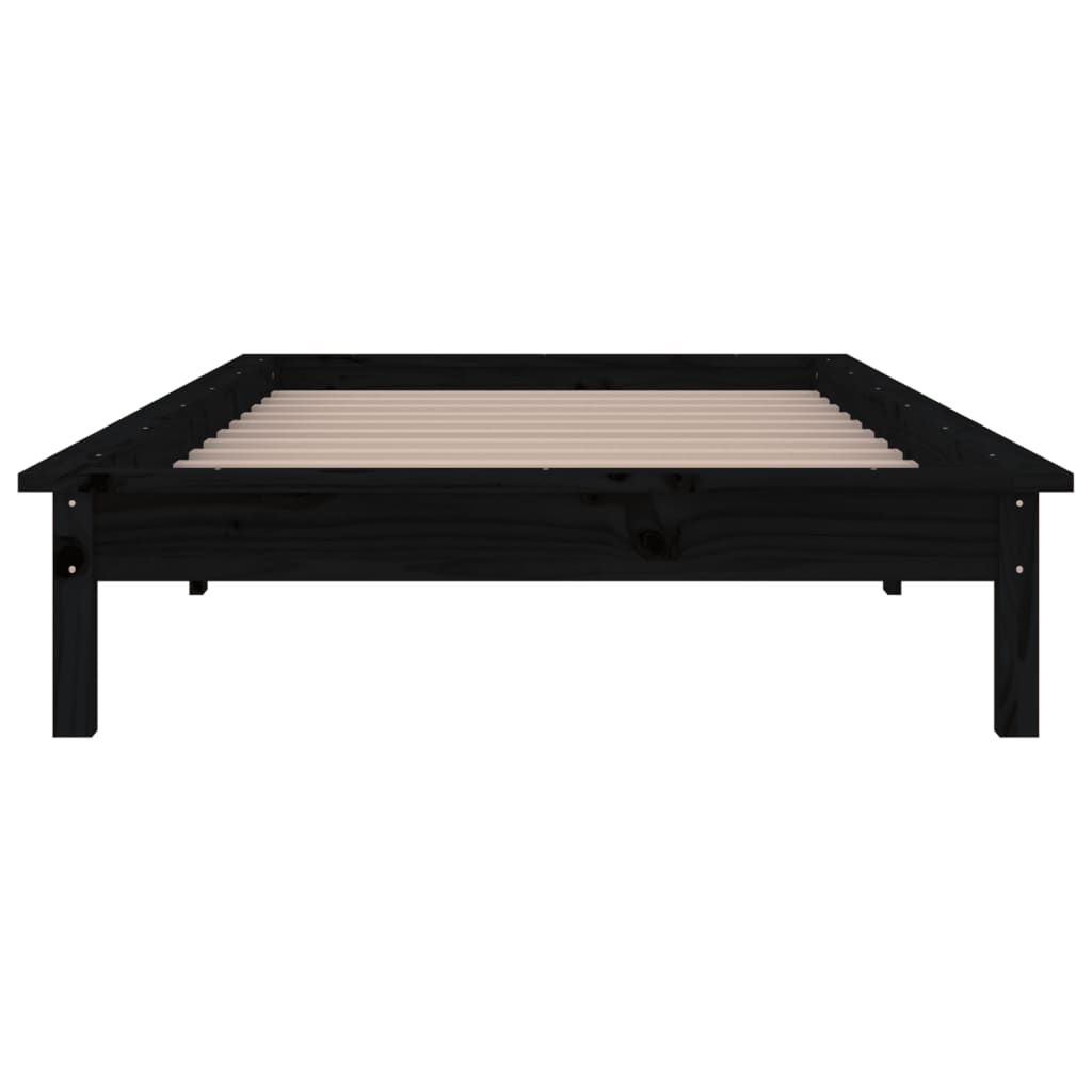 LED okvir kreveta crni 90 x 190 cm mali od masivnog drva