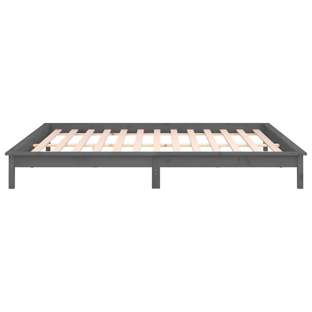 LED okvir kreveta sivi 120x190 cm mali bračni od masivnog drva