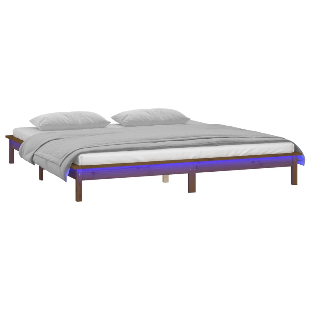 LED okvir kreveta boja meda 120x190 cm mali bračni masivno drvo
