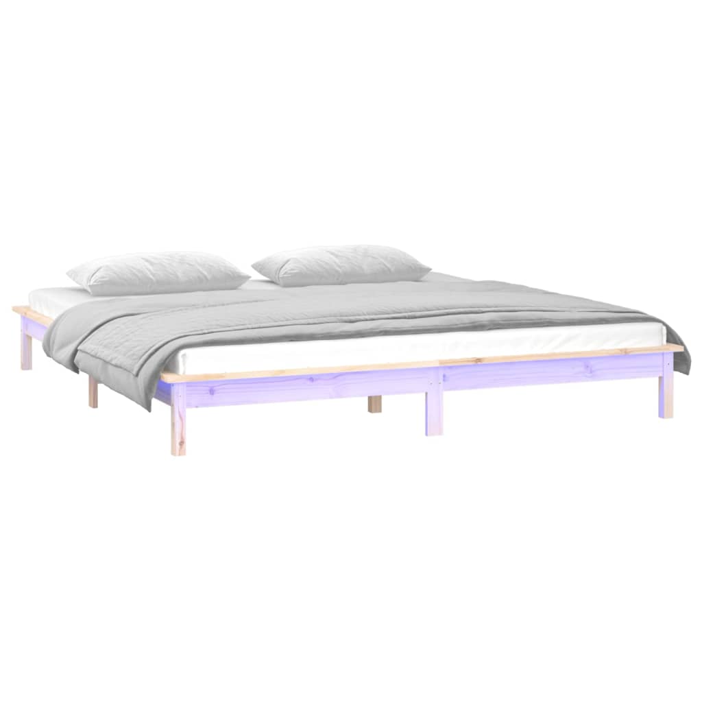 LED okvir kreveta 135 x 90 cm bračni od masivnog drva
