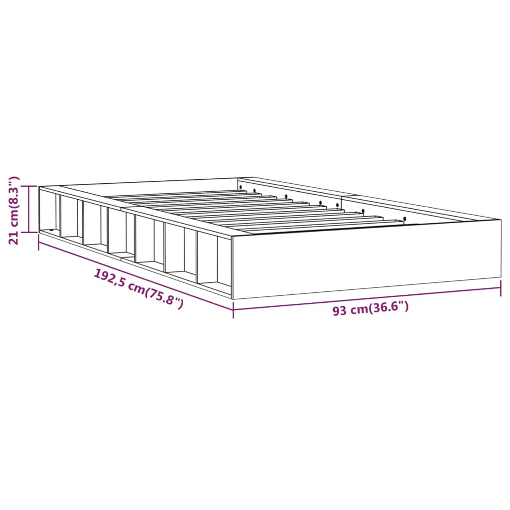Okvir za krevet od masivnog drva 75 x 190 cm mali