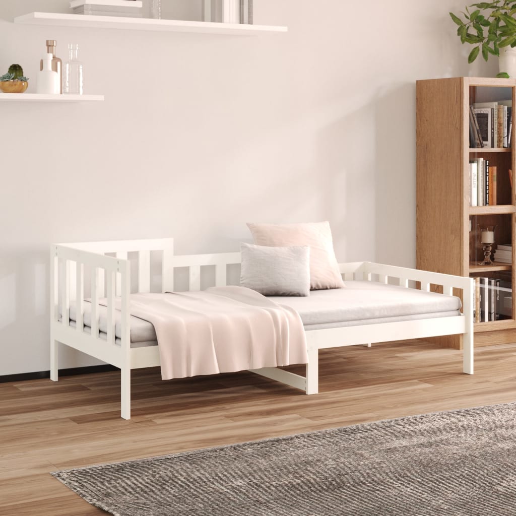 Dnevni krevet bez madraca bijeli 90 x 200 cm masivna borovina
