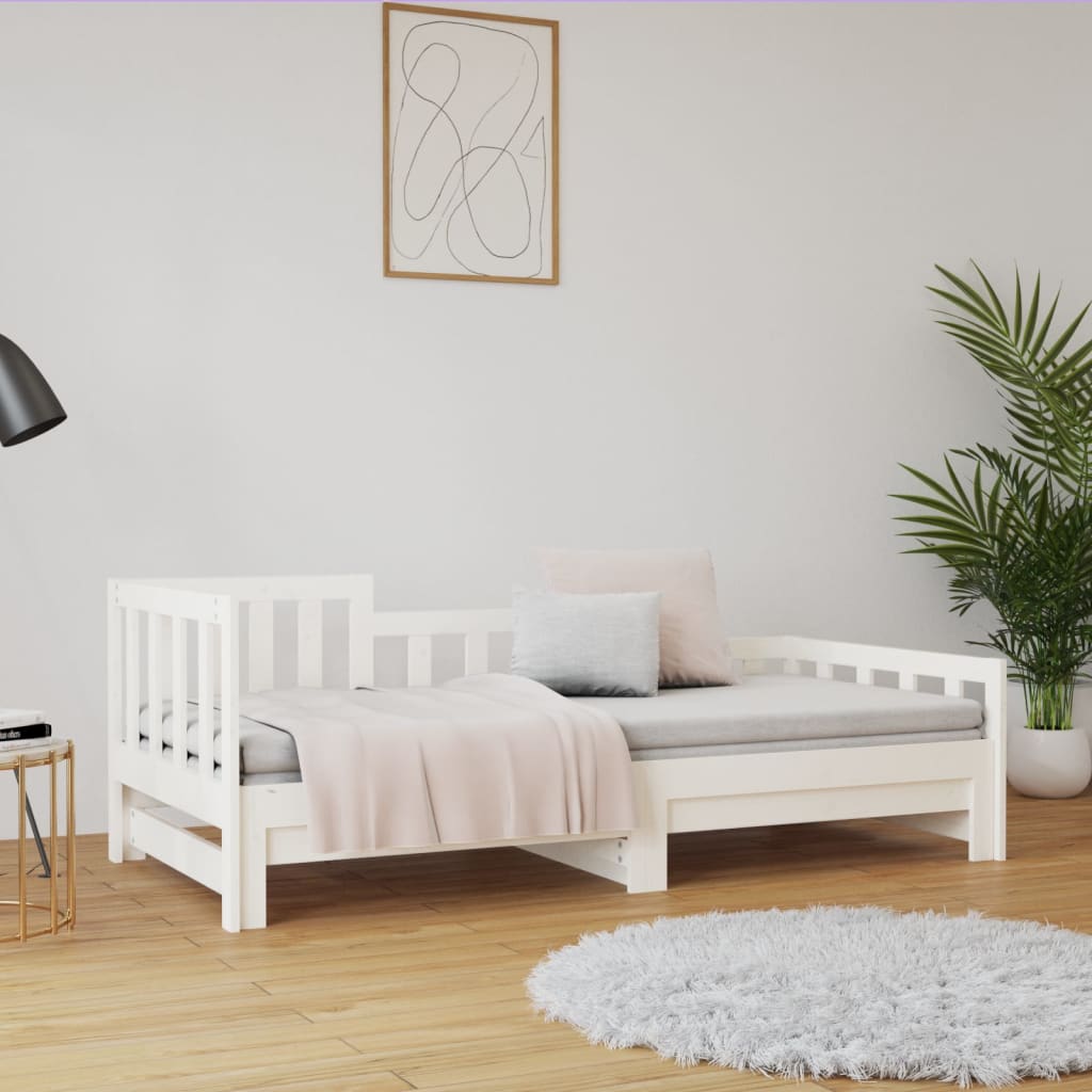 Dnevni ležaj na izvlačenje bijeli 2x(90x190)cm masivna borovina