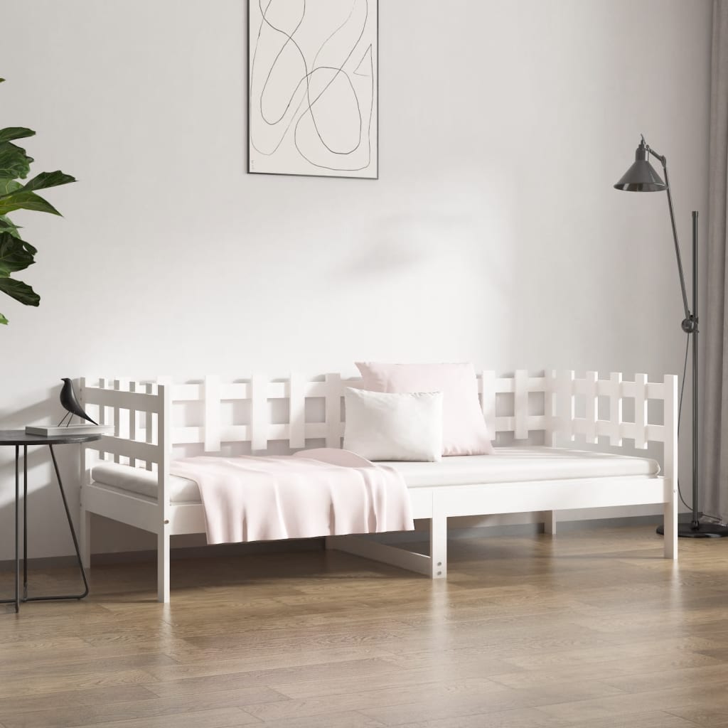 Dnevni krevet bez madraca bijeli 90 x 200 cm masivna borovina