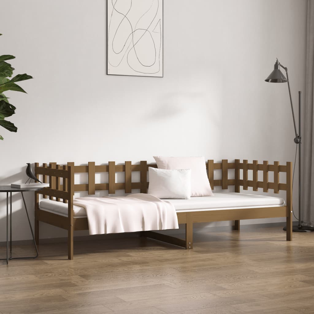 Dnevni ležaj smeđa boja meda 90x200 cm od masivne borovine