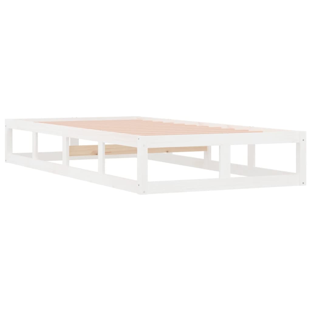 Okvir za krevet bijeli 90 x 200 cm od masivnog drva