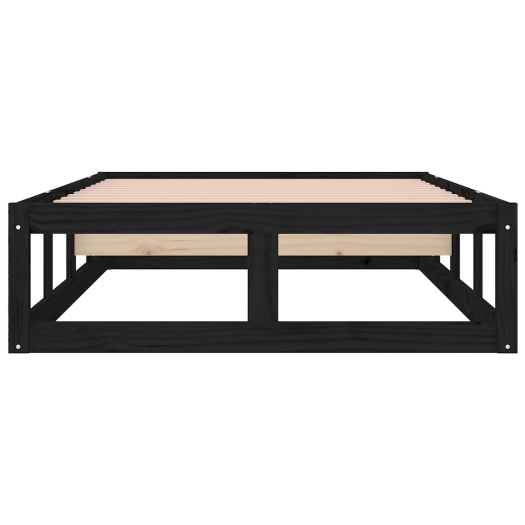 Okvir za krevet crni 90 x 200 cm od masivnog drva