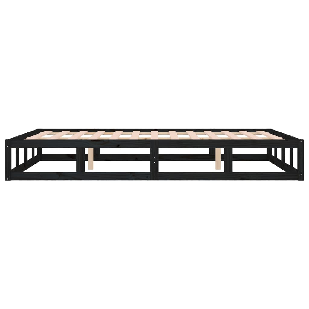 Okvir za krevet crni 120 x 200 cm od masivnog drva