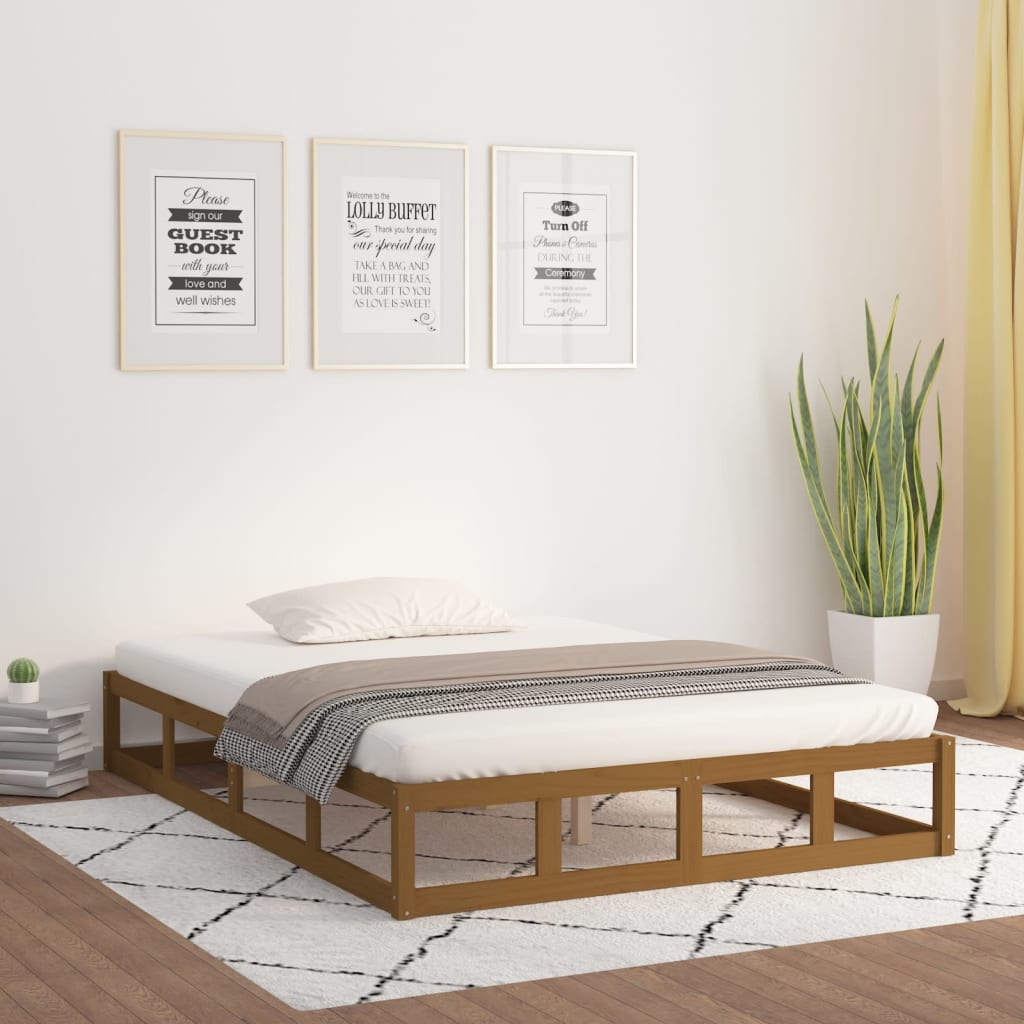 Okvir za krevet od masivnog drva boja meda 150x200 cm veliki