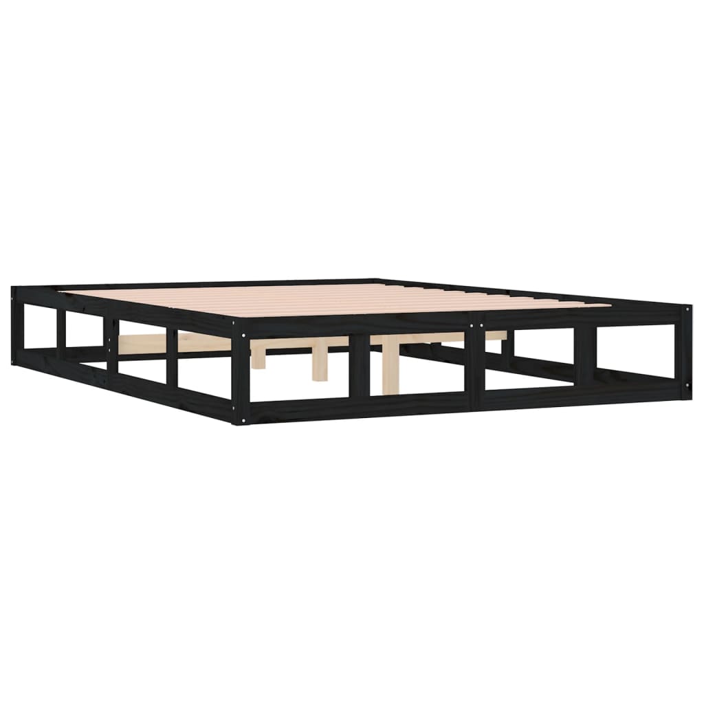 Okvir za krevet crni 160x200 cm od masivne borovine