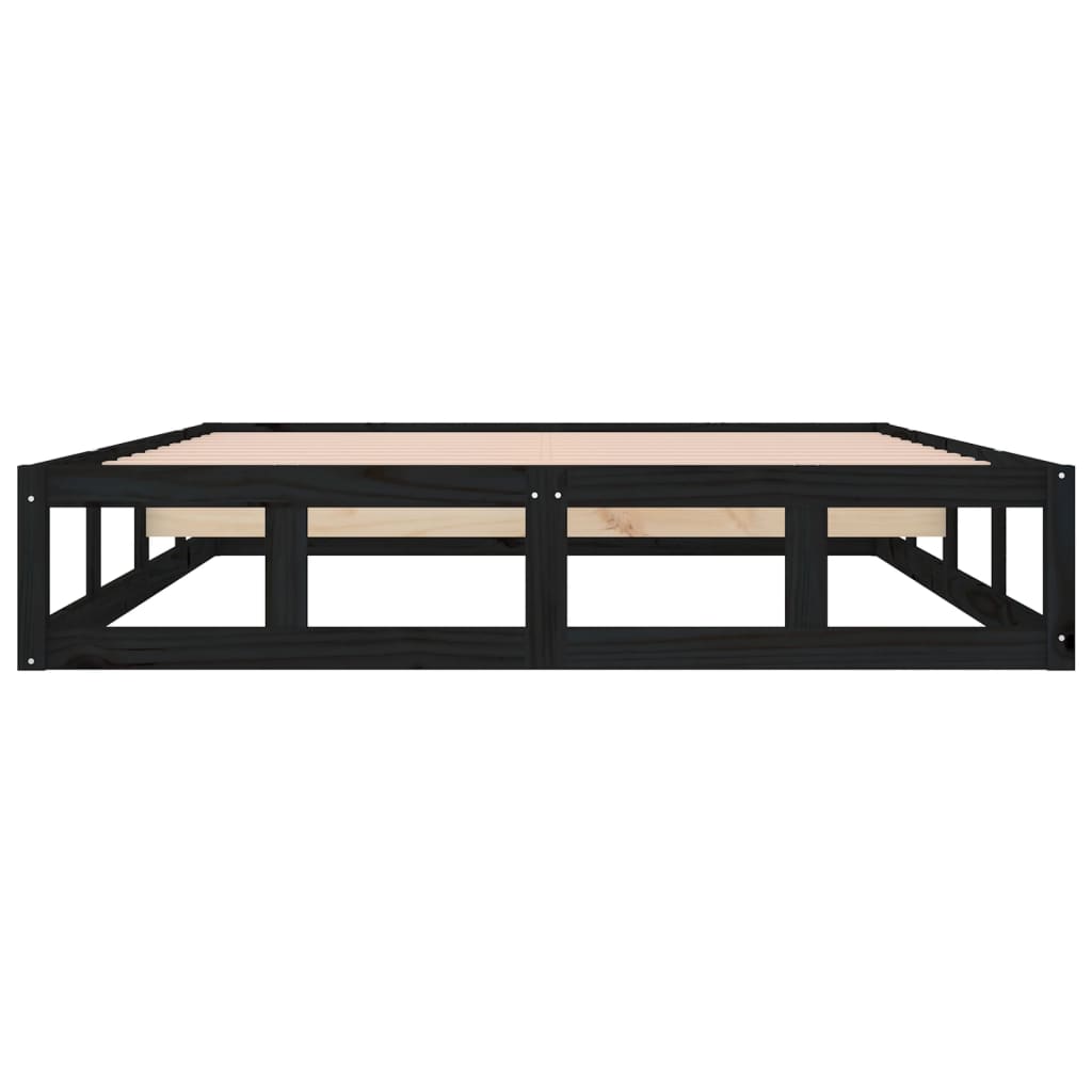 Okvir za krevet crni 160x200 cm od masivne borovine