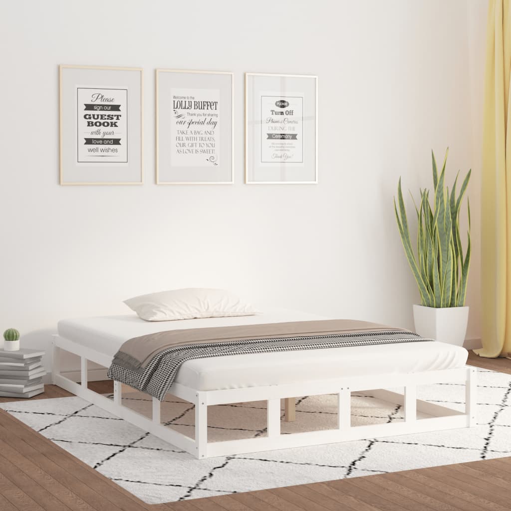 okvir za krevet bijeli 200 x 200 cm od masivnog drva