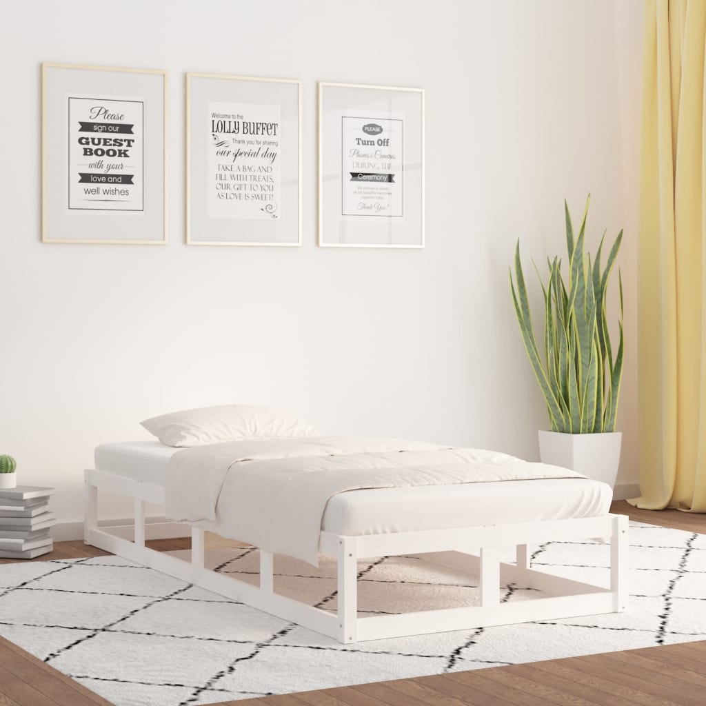 Okvir za krevet bijeli 75 x 190 cm jednokrevetni drveni