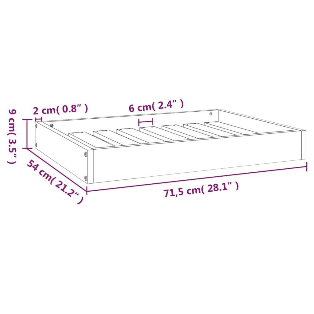 Krevet za pse bijeli 71,5x54x9 cm od masivne borovine