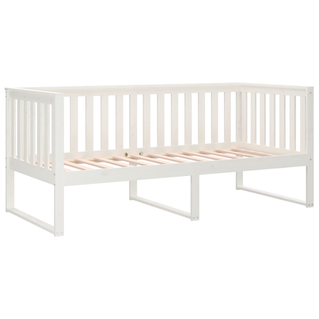 Dnevni krevet bez madraca bijeli 90 x 200 cm masivna borovina