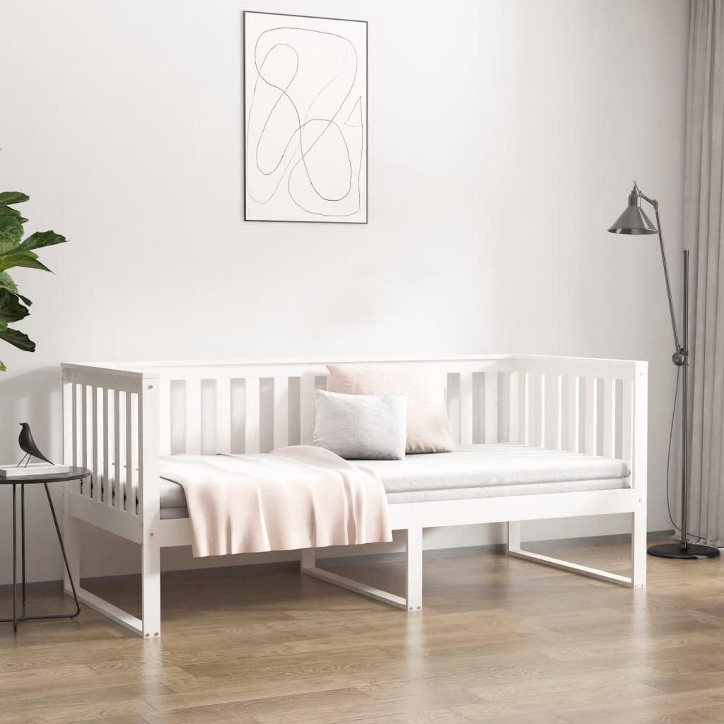 Dnevni krevet bez madraca bijeli 90 x 190 cm masivna borovina