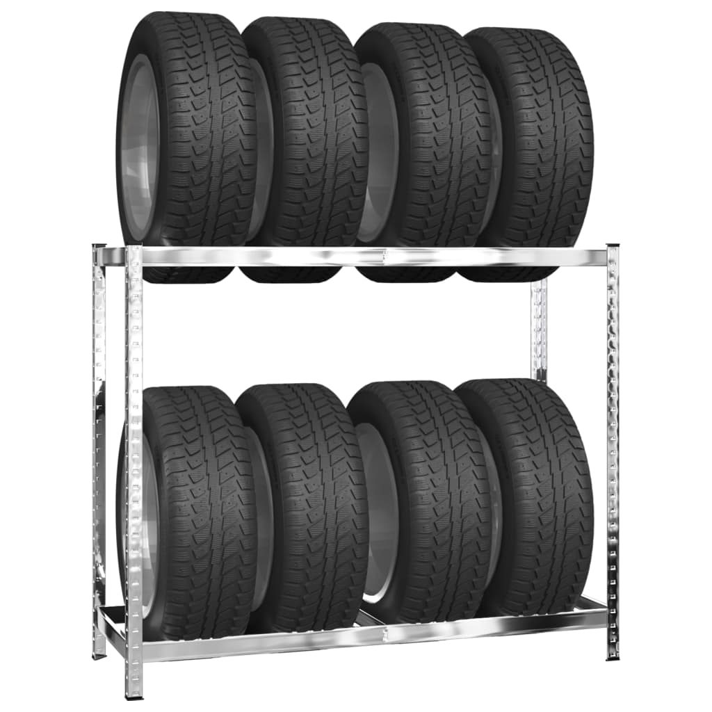Stalci za gume s 2 razine 2 kom srebrni 110x40x110 cm čelični