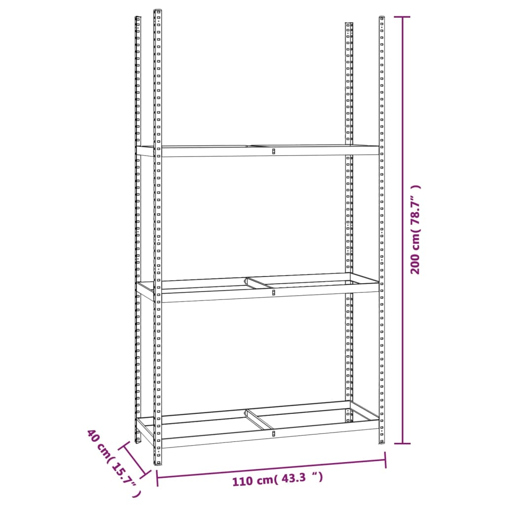 Stalci za gume s 3 razine 2 kom srebrni 110x40x200 cm čelični