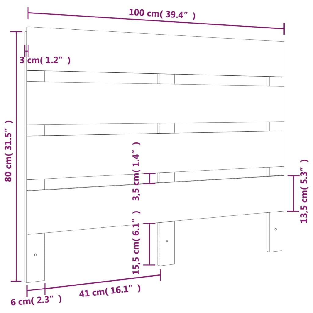 Uzglavlje smeđa boja meda 100 x 3 x 80 cm od masivne borovine
