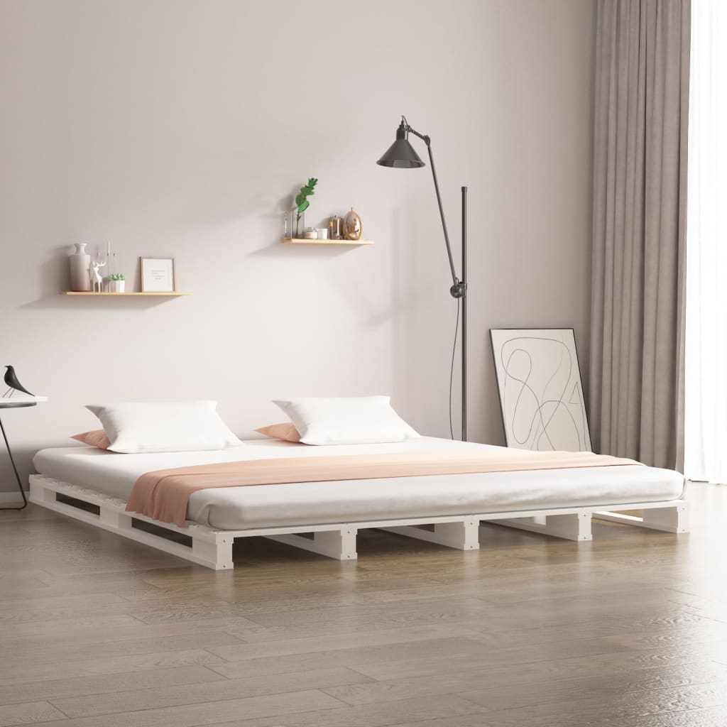 Krevet od paleta bijeli 180 x 200 cm borovina veliki bračni