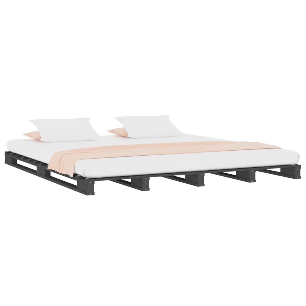 Krevet od paleta sivi 200 x 200 cm od masivne borovine