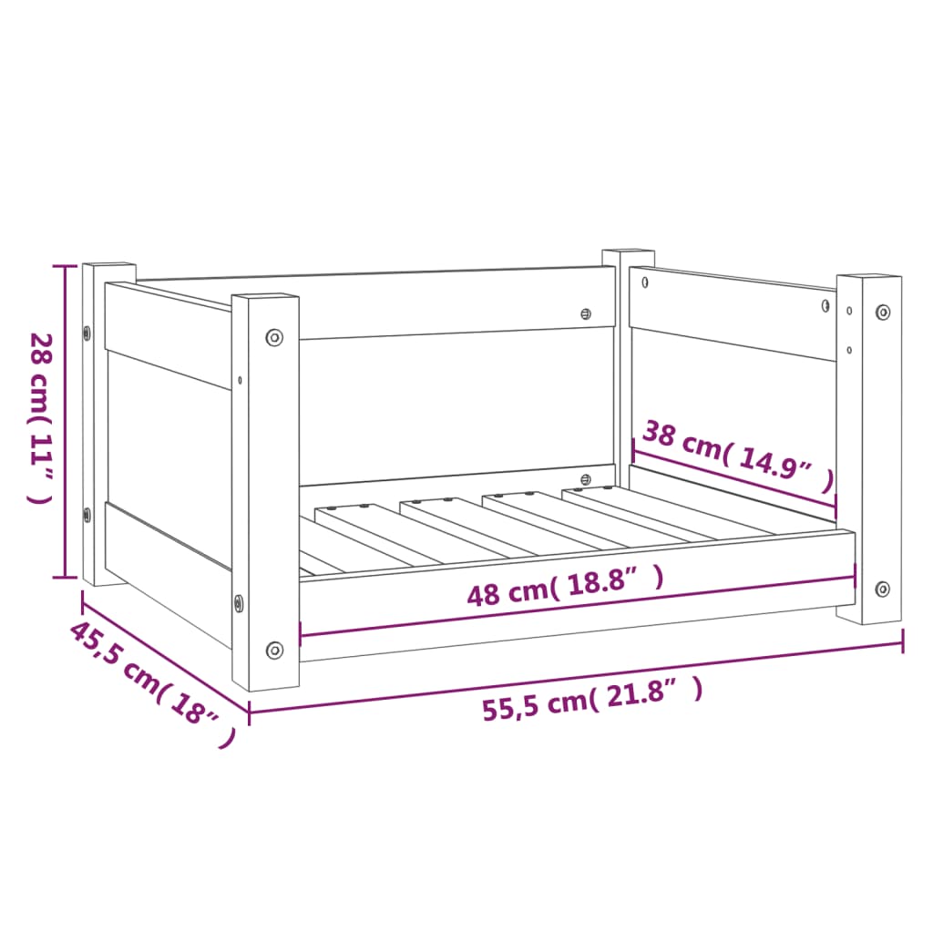 Krevet za pse 55,5x45,5x28 cm Masivni borov drvo