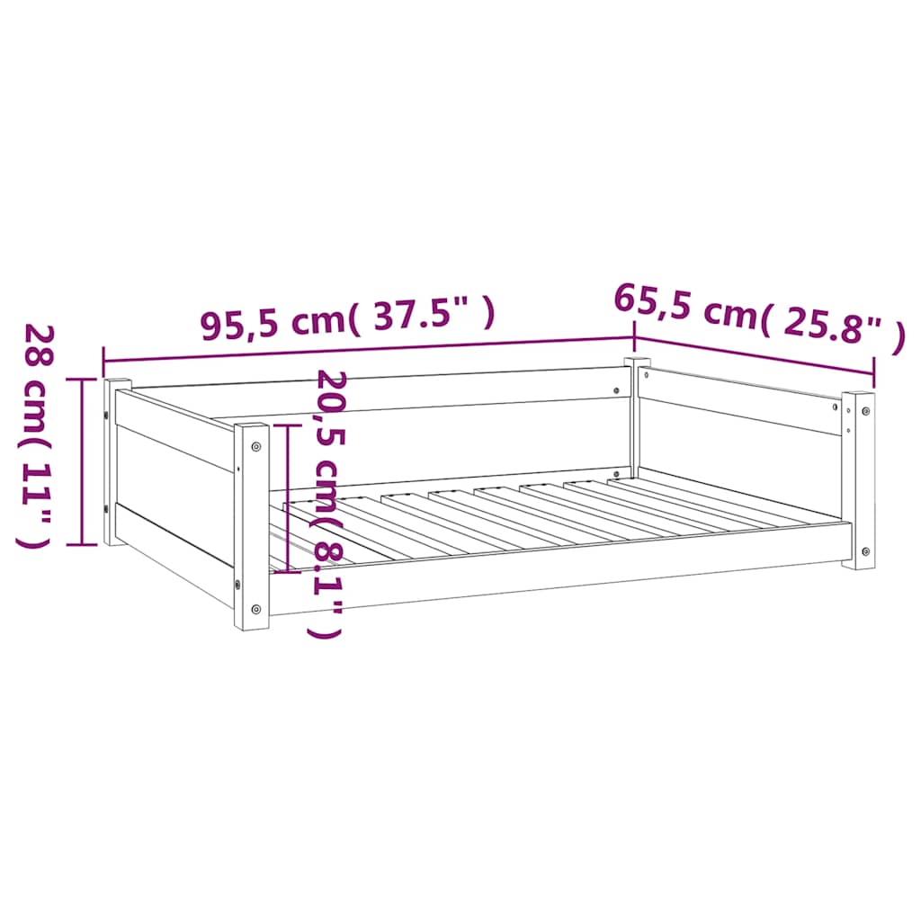 Krevet za pse 95,5x65,5x28 cm od masivne borovine