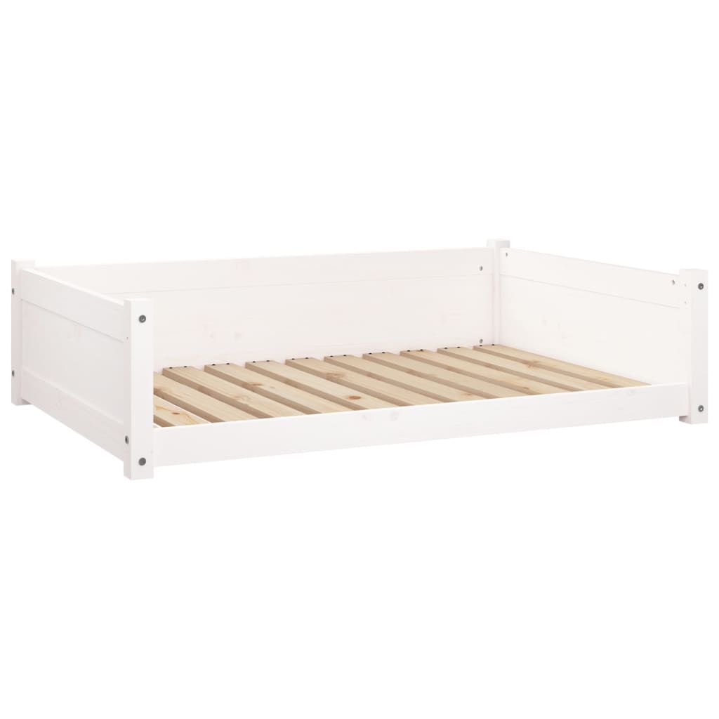 Krevet za pse bijeli 105,5x75,5x28 cm od masivne borovine