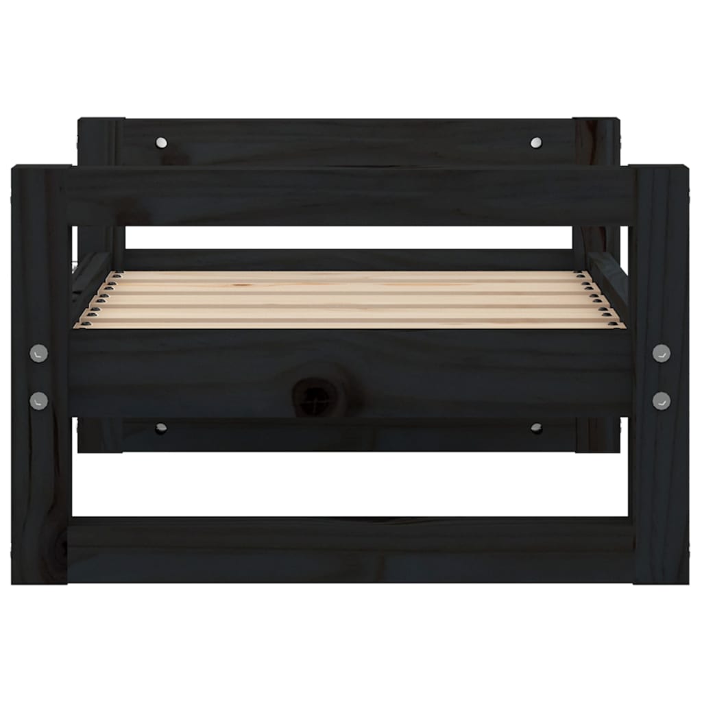 Krevet za pse crni 55,5x45,5x28 cm od masivne borovine
