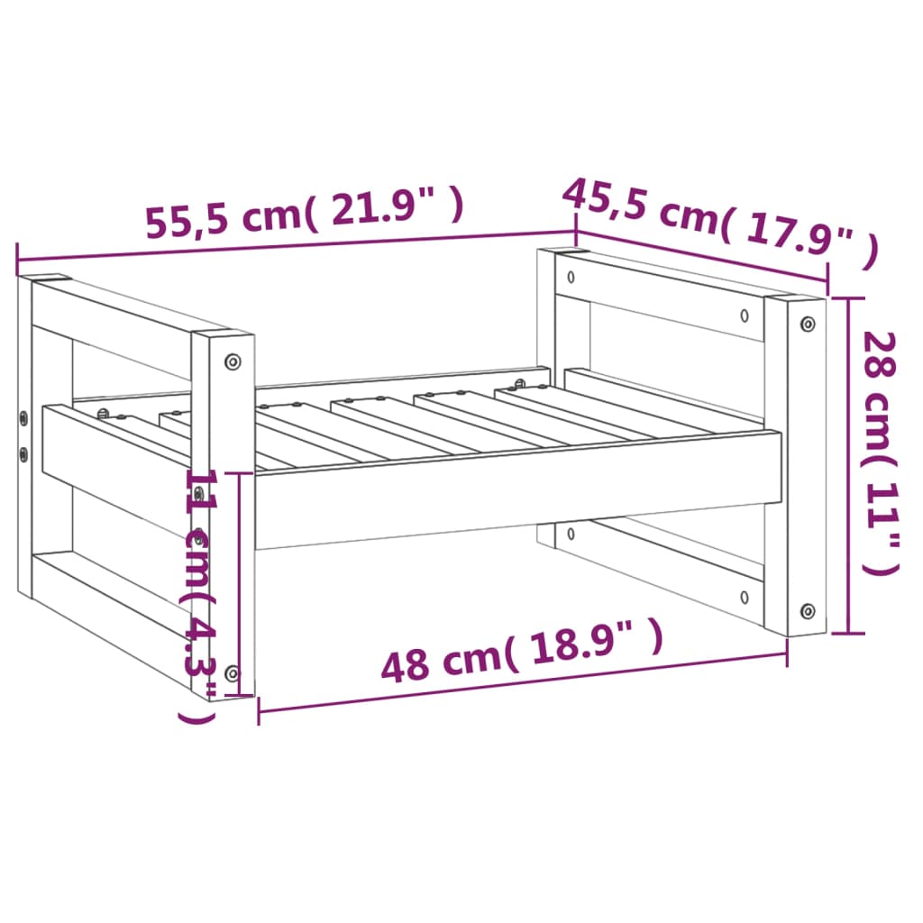 Krevet za pse crni 55,5x45,5x28 cm od masivne borovine