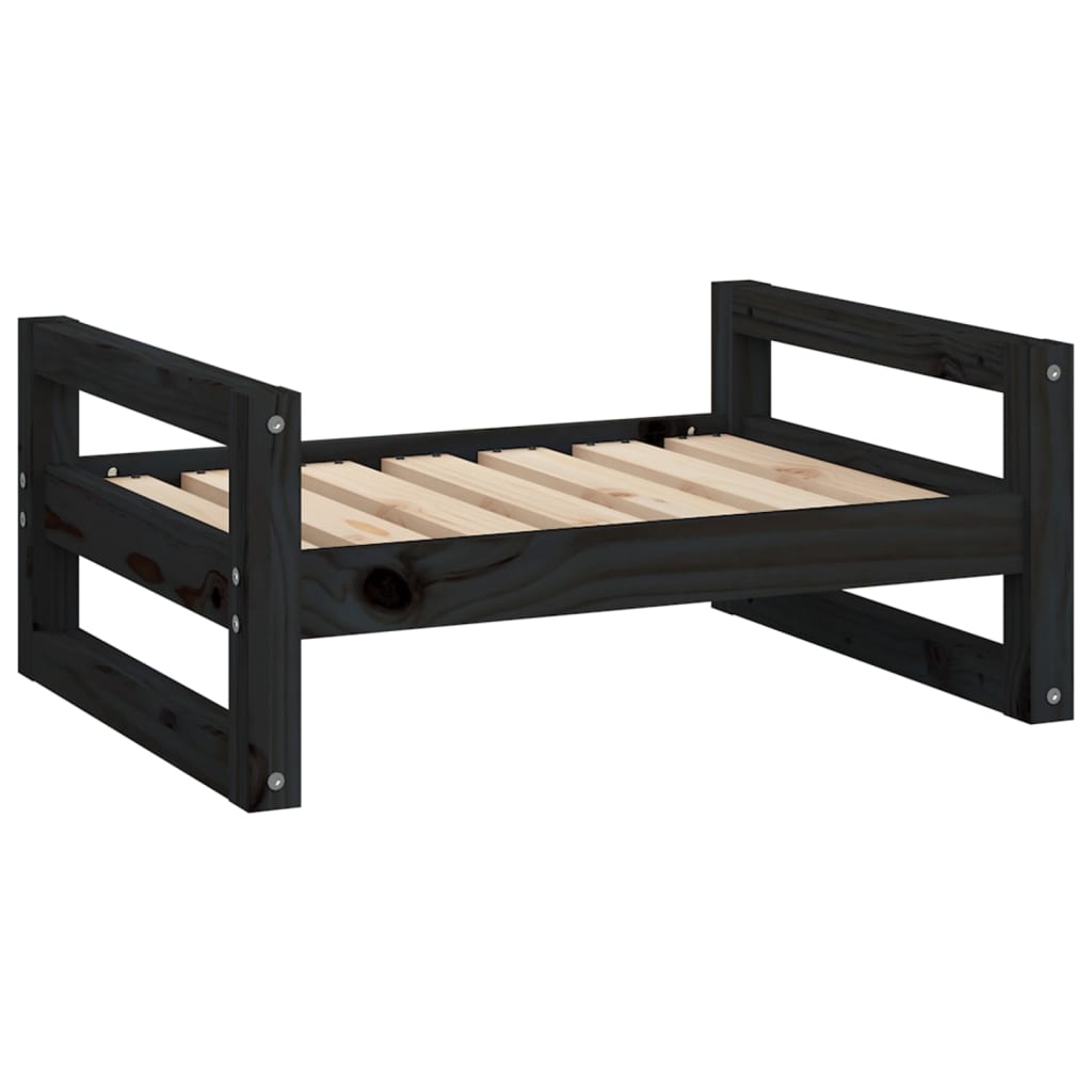 Krevet za pse crni 65,5x50,5x28 cm od masivne borovine