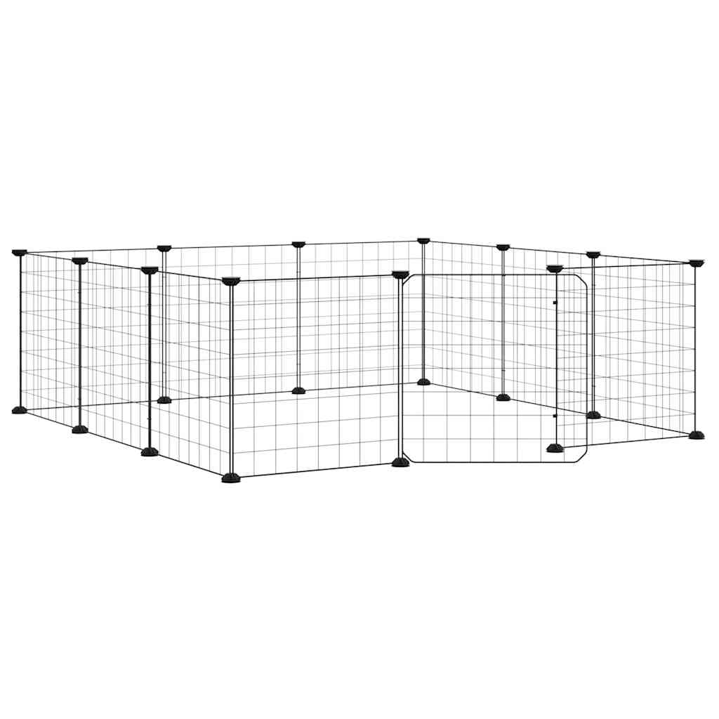 Kavez za kućne ljubimce s 12 panela i vratima crni 35x35 cm čelik