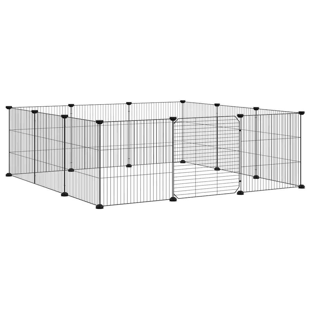 Kavez za kućne ljubimce s 12 panela i vratima crni 35x35 cm čelik