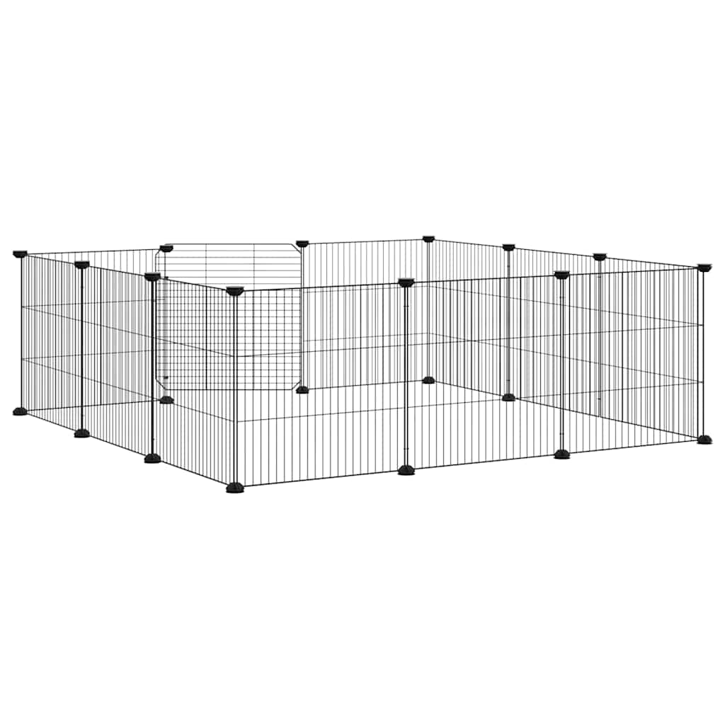 Kavez za kućne ljubimce s 12 panela i vratima crni 35x35 cm čelik