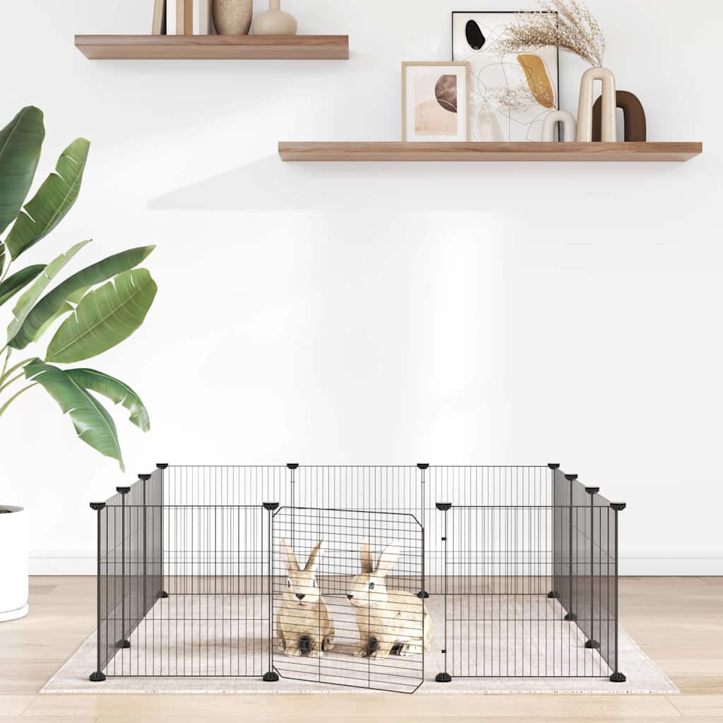 Kavez za kućne ljubimce s 12 panela i vratima crni 35x35 cm čelik