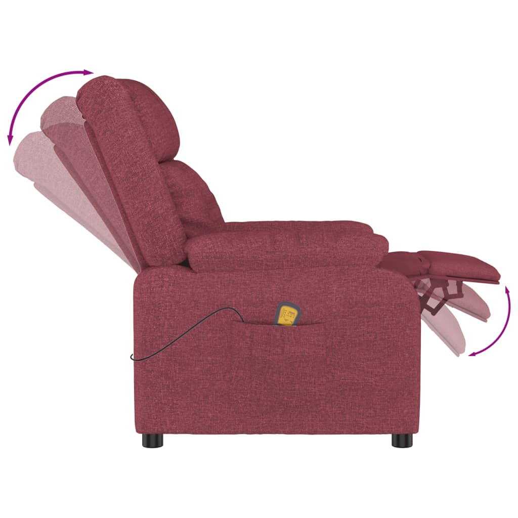 Masažna fotelja od tkanine crvena boja vina