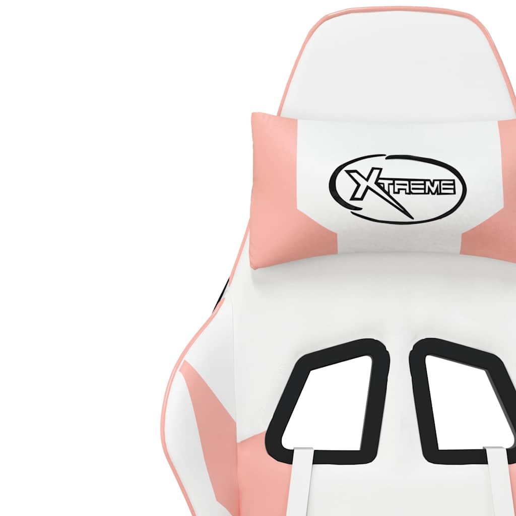 Masažna igraća stolica s osloncem bijelo-ružičasta umjetna koža
