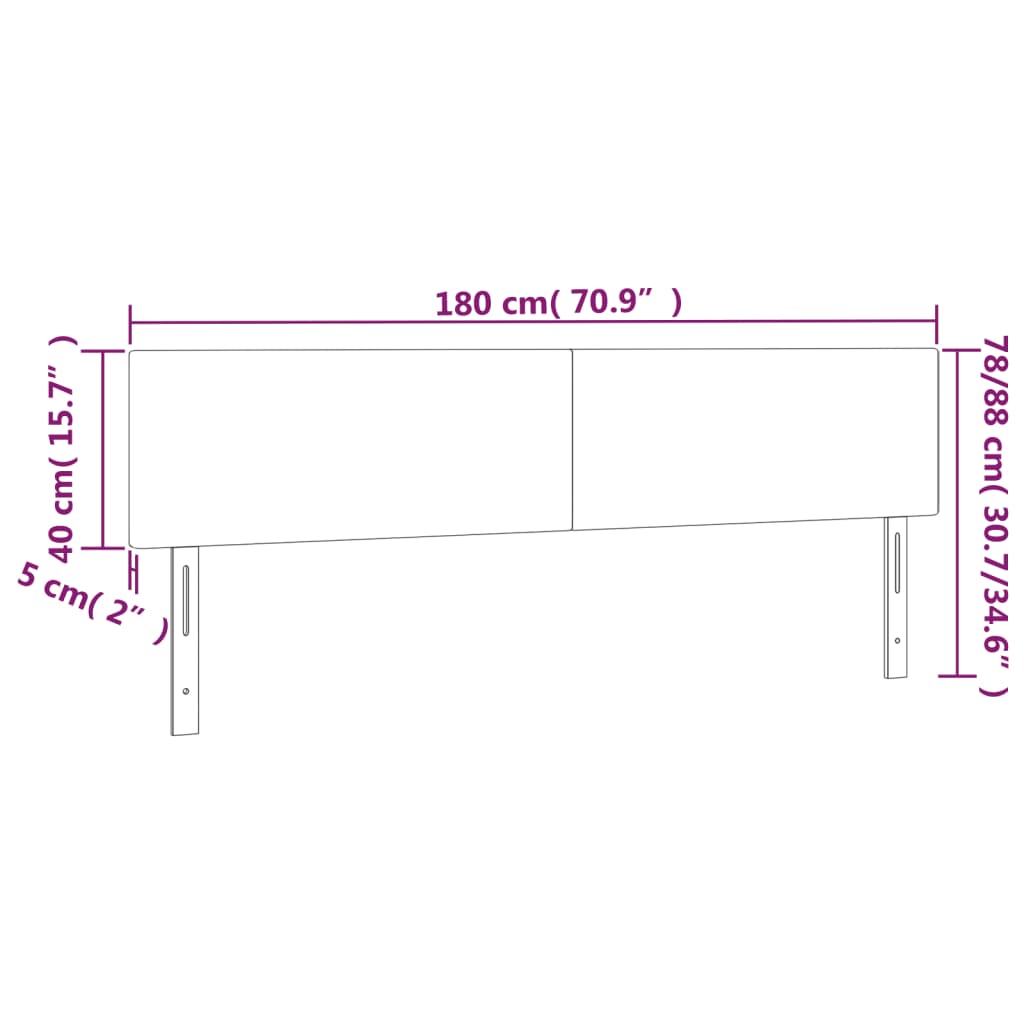 Uzglavlja crna 180x5x78/88 cm od tkanine