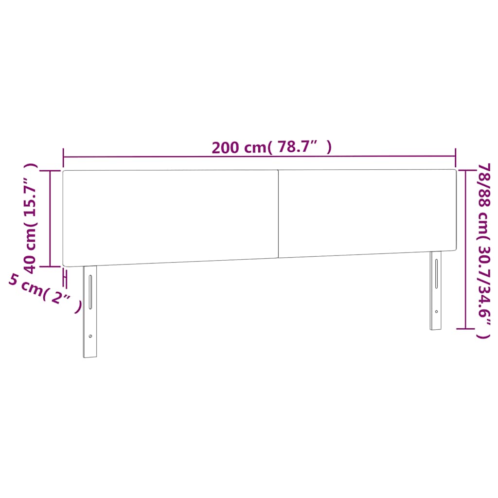 Uzglavlja tamnoplava 200x5x78/88 cm baršunasta