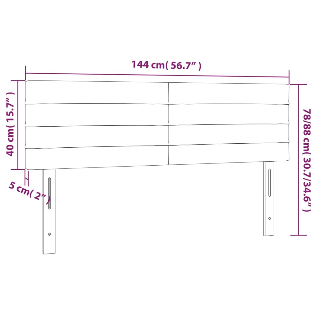 Uzglavlja crna 144x5x78/88 cm od tkanine